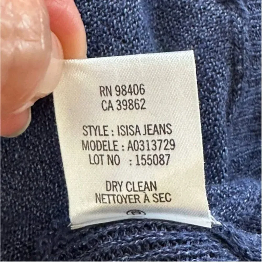 Theory Blue Isisa Ruffled Linen Blend Vest Cardigan Size Medium